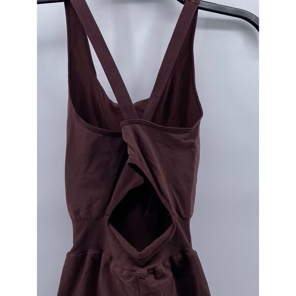REFORMER Women's Brown Fitted Scoop-Neck Pilates Cutout-Back Jumpsuit SZ XS - Picture 6 of 14